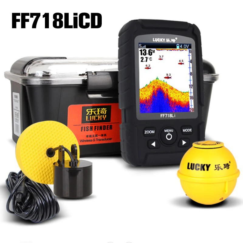 

FF718LiCD Portable Fish Finder Monitor 2 in 1 200KHz/125KHz Dual Sonar Frequency Detection Depth echo Color Screen Dual Probe