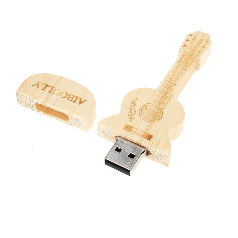 Флеш-накопитель для гитары 16 ГБ, USB флеш-накопитель 32 ГБ, карта памяти 2,0, флешка 8 Гб 64 Гб 128 ГБ, Деревянная Карта памяти, бесплатный логотип на заказ