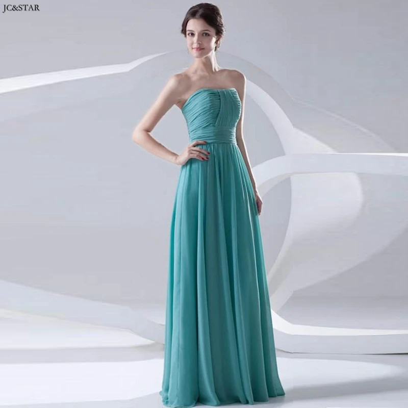 Vestidos longos para festa de casamento Новое шифоновое платье без бретелек трапециевидной формы синего и зеленого цвета для подружки невесты vestido para boda muj