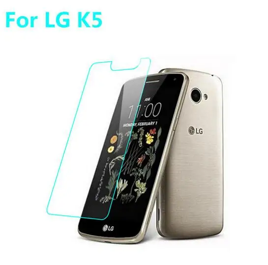 2.5d 0.3mm tempered glass for lg k5 lte x220 x220ds / q6 5.0 inches screen protector guard film front case cover +clean kits | Мобильные
