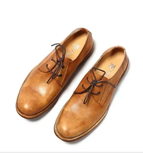 2 цвета мужские туфли оксфорды из натуральной кожи на плоской подошве со