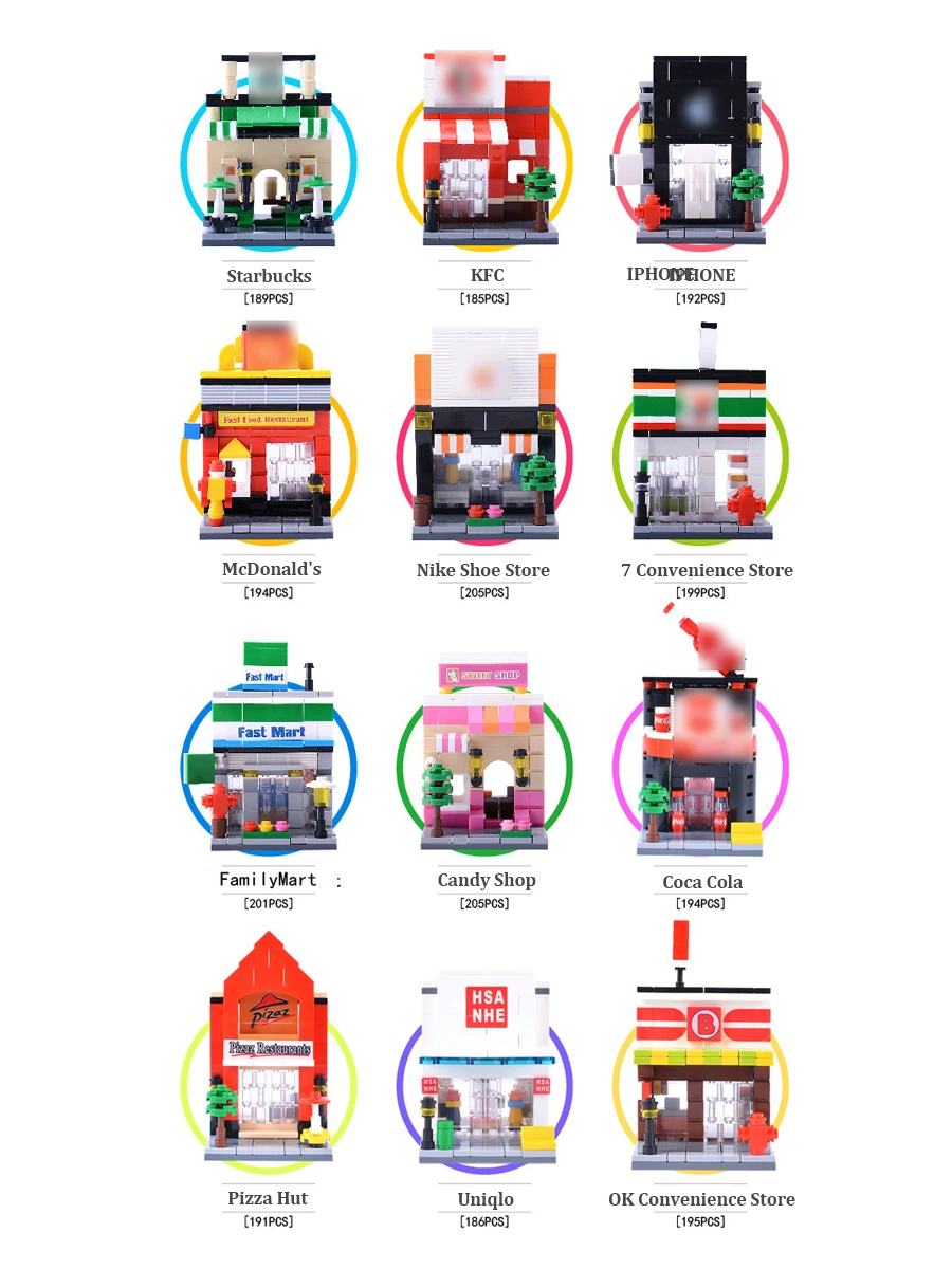 

Mini Street Building Blocks City Scene Series Inserting Building Blocks Small Particles Plastic Children's Educational Toys