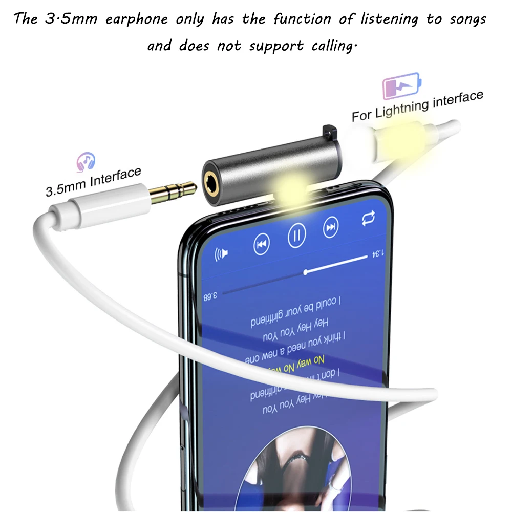 For Lighting to 3 5mm Jack Headphone Aux Audio Adapter For iPhone X 7 8 Plus OTG Adapter Converter Splitter Support IOS System