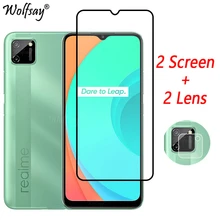 Cobertura completa de vidro temperado para oppo realme c11 protetor de tela para oppo realme c11 câmera vidro para oppo realme c11 vidro 6.5