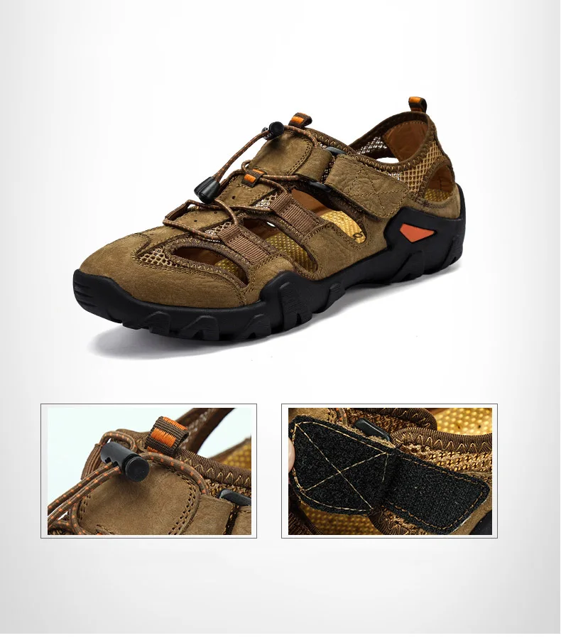 New Roman genuine leather men sandals summer cow leather for beach male shoes mens gladiator sandal Plus size 38-46 (5)