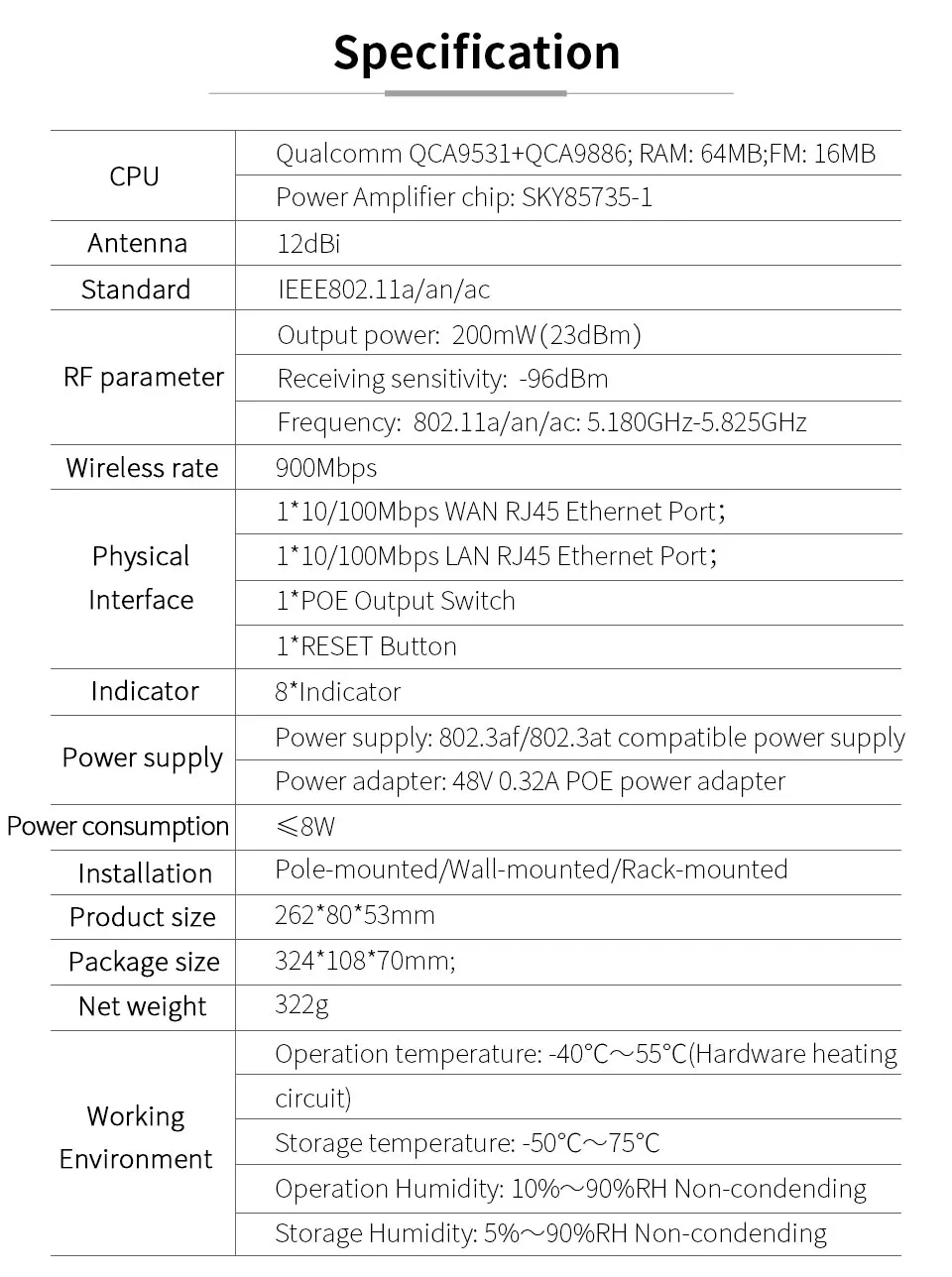 2 шт 900 Мбит/с 5,8 ГГц открытый беспроводной 5 км wifi CPE точка 12dBi Wi-Fi CPE COMFAST-E313AC