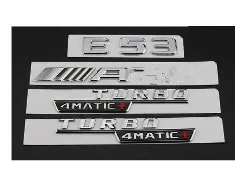 Shiny Silver Хром E53 Для AMG TURBO 4matic+ Багажник крыло значки-эмблемы для Mercedes - Цвет: Shiny Silver