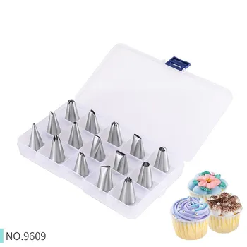 16pcs Nozzle Tips Icing Piping Cream Stainless Steel DIY Cake Decorating Tools Pastry Bag Nozzle Kitchen Bakery Tools muffin