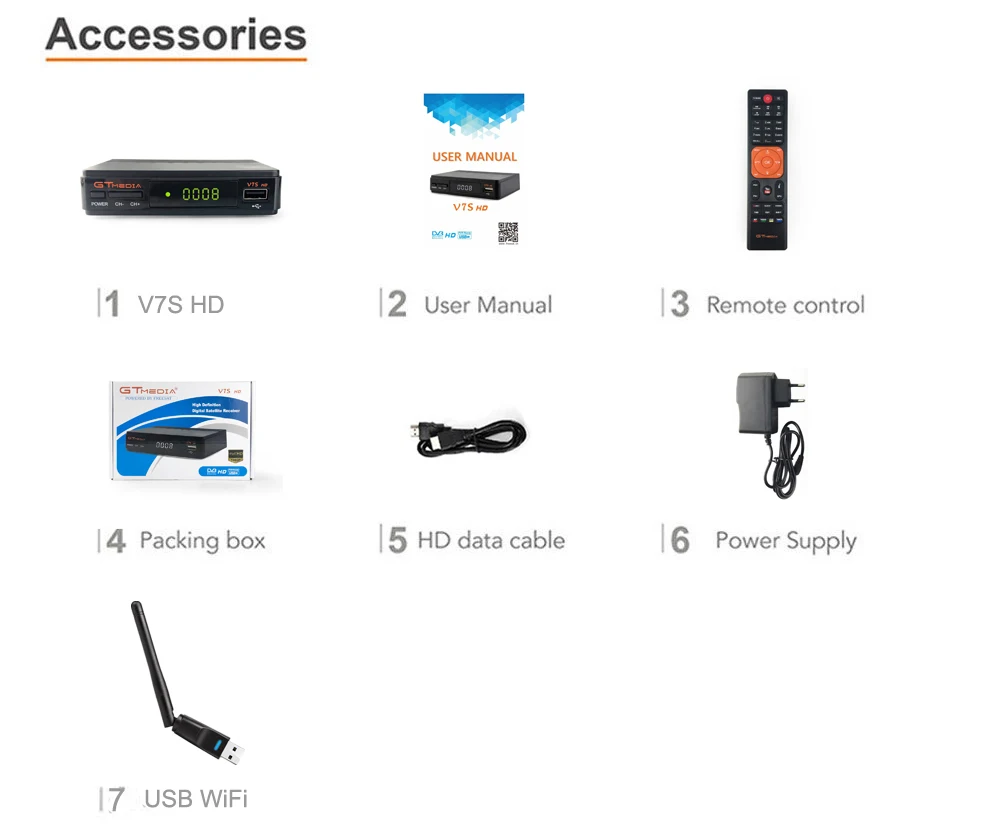 1 год бесплатно Европа 5 Клинок сервер+ GTmedia V7S HD full HD спутниковый ТВ-приемник+ 1 USB устройство Wi-Fi DVB-S2 USB порт