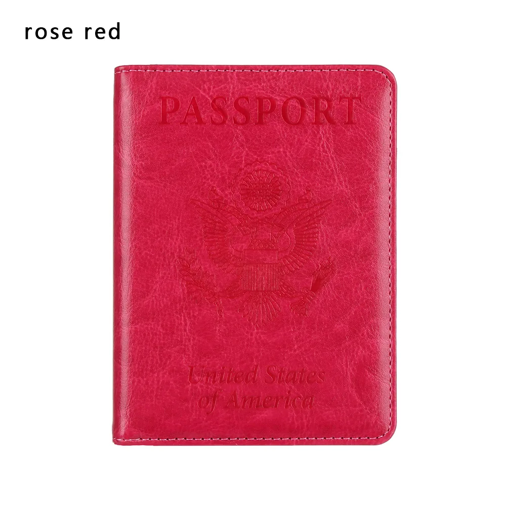 rose red 1 шт. для мужчин и женщин RFID магнитно Обложка на паспорт для поездок Паспорт ID-Карты Чехол США Путешествия men мужчины t Обложка SIM паспорта Держатели - Цвет: rose red