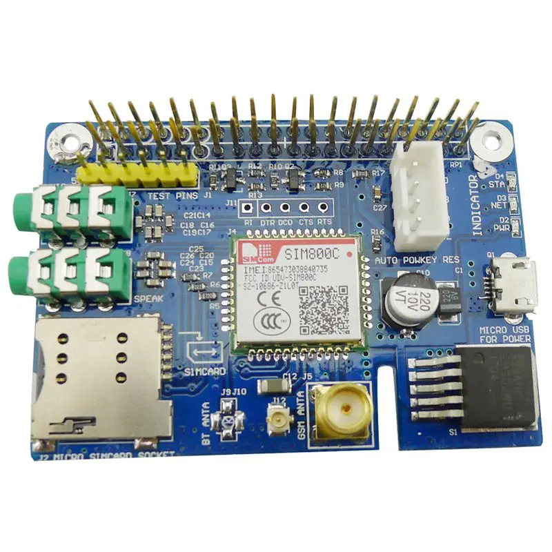SIM800C GSM GPRS модуль четырехдиапазонный макетная плата для Raspberry Pi