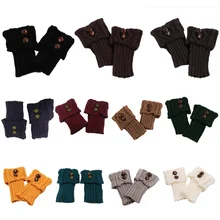 Осенние и зимние новые модные Комбинируйте; предпочтительнее выбирать один цвет для Кнопка носки Для женщин трикотажное мини-наборы для ног гетры