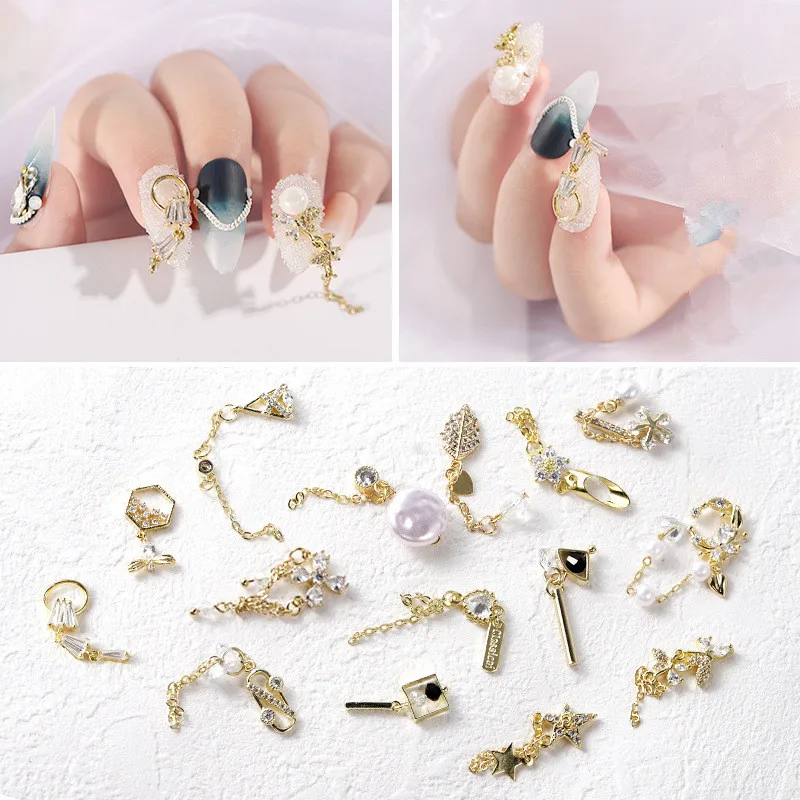 High Quality New Hot Zircon Color-protected Gold-plated Diamond Alloy Rhinestone 3D Charm DIY Nail Art Jewelry Decoration | Красота и