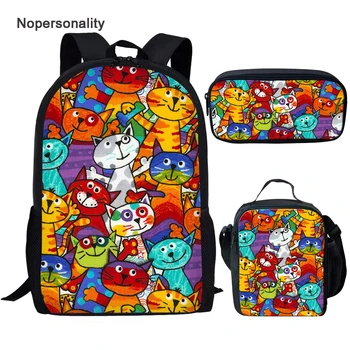 

Nopersonlity Painting Cat Print School Backpack Sets for Student Boys Girls Primary Elementary Children Bagpacks Kids Bookbags