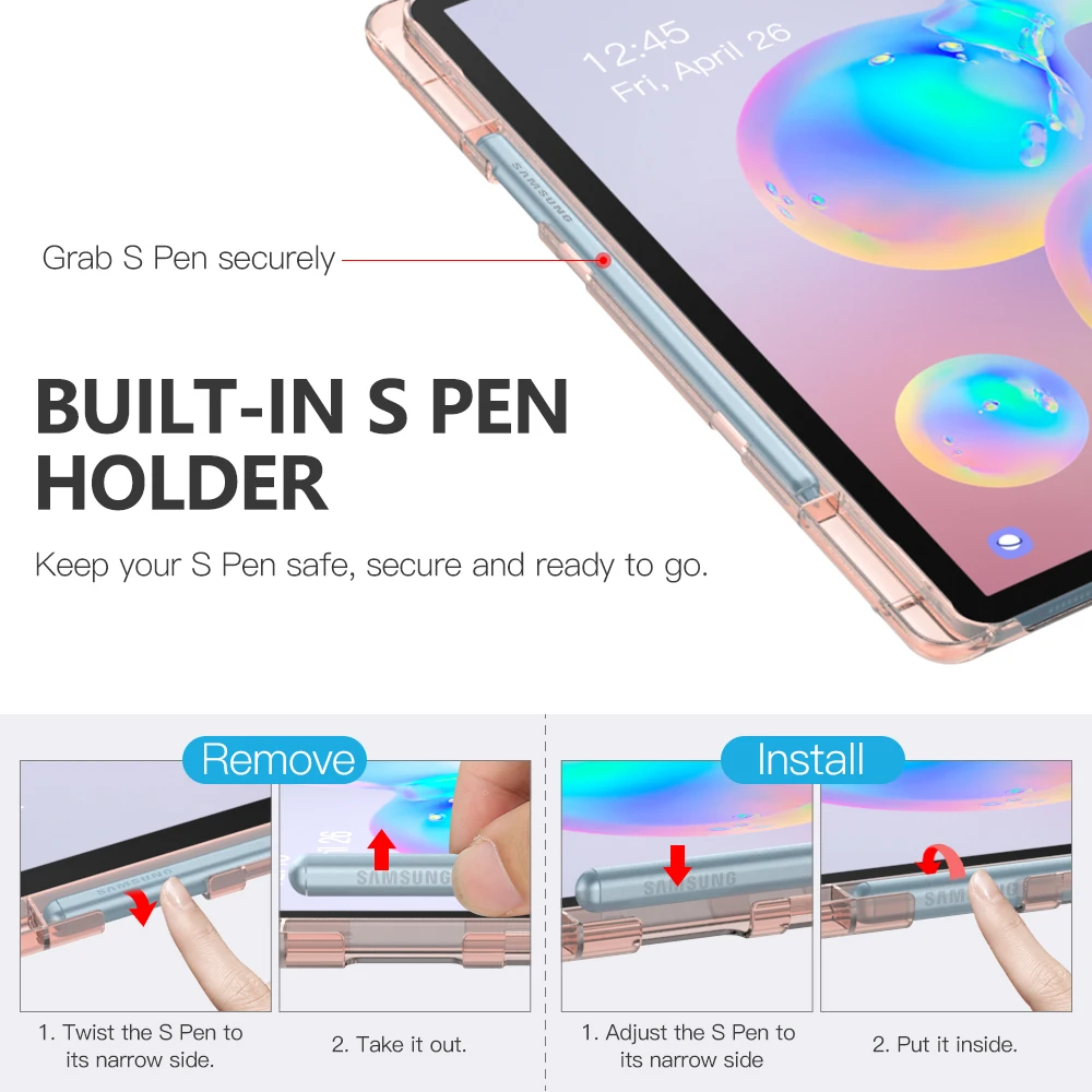 Capa para Samsung Galaxy Tab s6 Concha Fina e Ultrafina Tampa com Três Dobras Costas Foscas Despertar e Dormir Automaticamente 10.52023 - Imagem 4