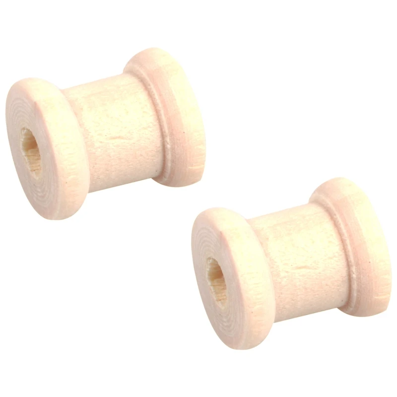 100Pcs Natural Cylinder Wooden Spools 14mm x12.6mm New