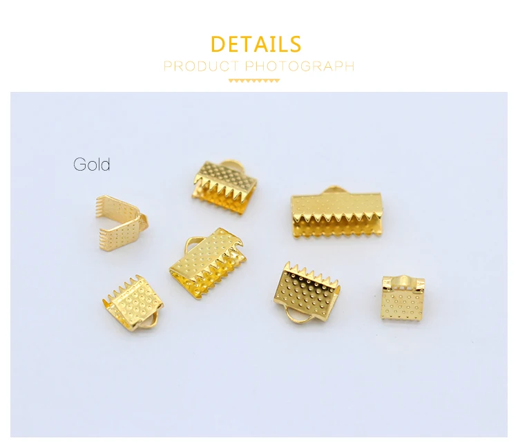 gold 100p 6 мм 8 мм 10 мм 13 мм посеребренные Позолоченные зажимы для лент зажимы шнур обжимной концевой колпачок наконечник ожерелье браслет соединители поиск пряжки - Цвет: gold