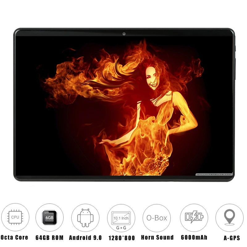 

Super Tempered 2.5D Glass 10 inch Tablet PC Android 9.0 OS Octa Core 6GB RAM 64GB ROM 8 Cores 1280*800 IPS Phablet Tablets 10.1