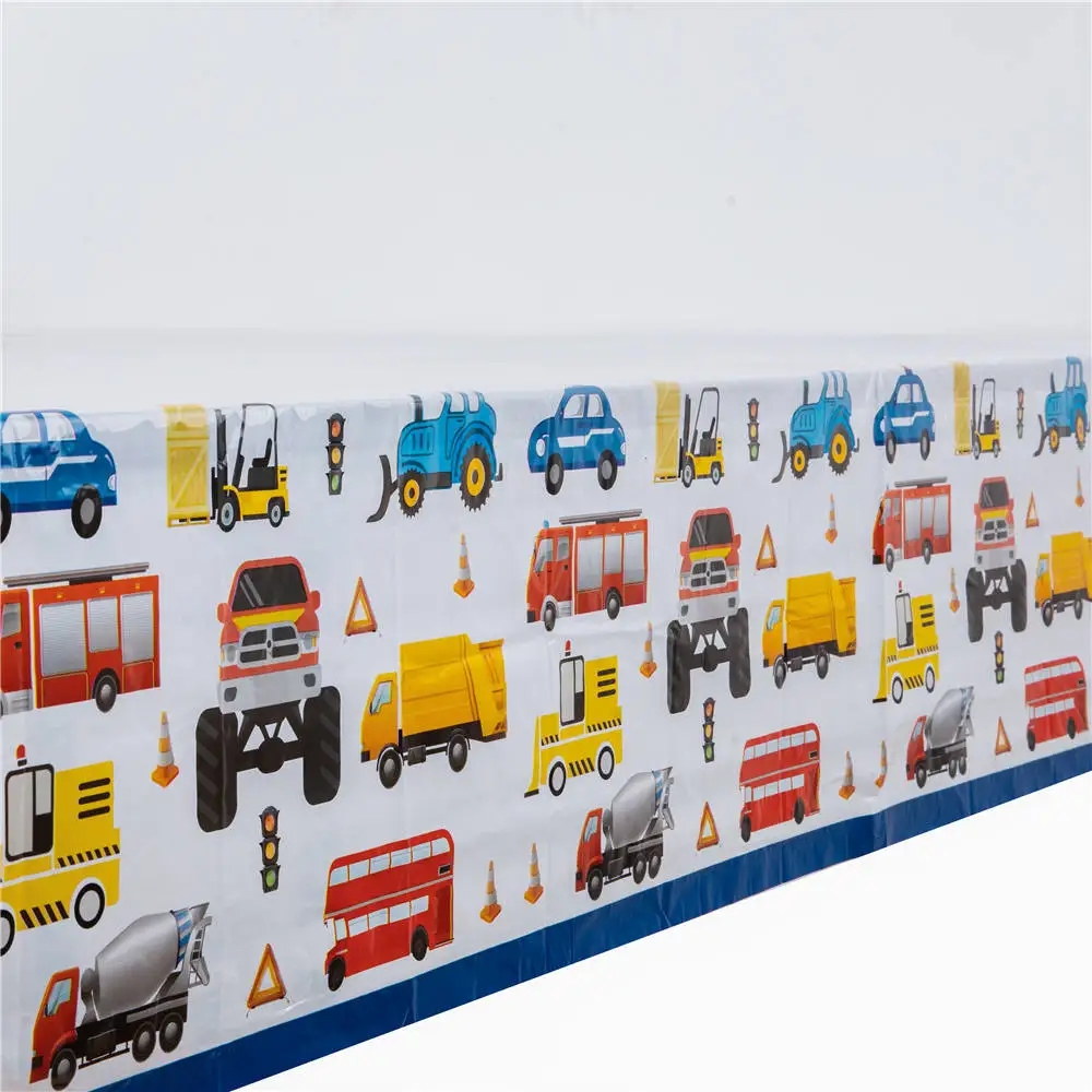 

Construction car theme party tablecloth table setting party tableware birthday party plastic tablecloth