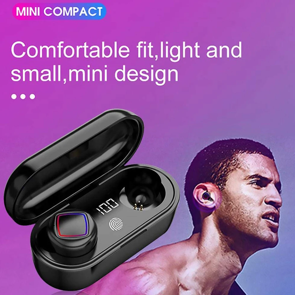 B19 TWS Bluetooth 5,0, беспроводная bluetooth-гарнитура, светодиодный, Цифровые сенсорные наушники, спортивные, беспроводные наушники, зарядная коробка для телефонов