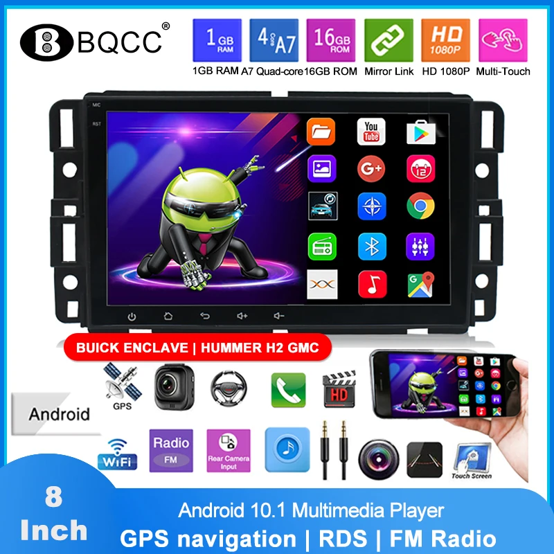 US $155.60 8 inch Android Car Multimedia player 2Din Quadcore Car Radio For Buick Enclave HUMMER H2 GMC RDS CarPlay Bluetooth GPS autorad