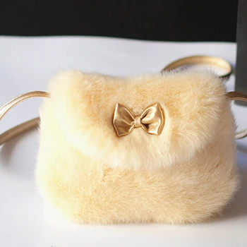 

Princess Style Children Bowknot Imitation Fur Shoulder Bag Handbag Small Coin Purse Crossbody Bag Designer Handbags High Quality