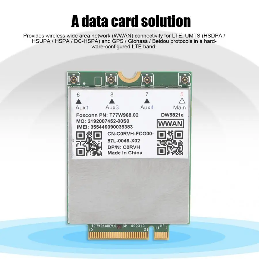 DW5821e T77W968 Snapdragon X20 LTE 4G модуль для Cat 16 1 Гбит/с для Dell Latitude 5420/5424/7424