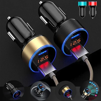 

Car Accessories 3.1A Dual USB Car Charger 2 Port LCD Display 12-24V Cigarette Lighter Socket For Smart Phone
