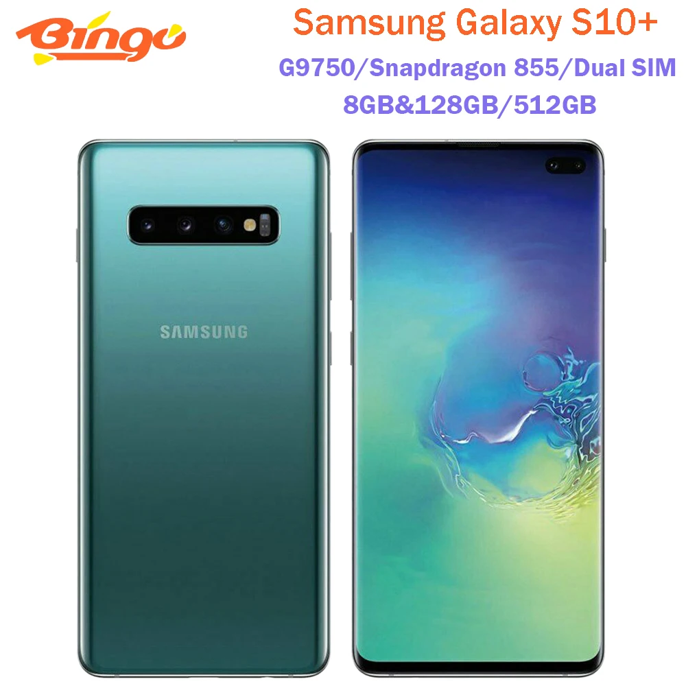 Samsung Galaxy S10+ S10 Plus G9750 128GB/512GB 8GB Unlocked Mobile Phone Snapdragon 855 Octa Core 6.4" 16MP&Dual 12MP Dual SIM