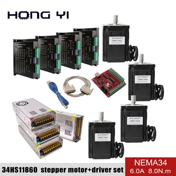 

NEMA34 stepper motor 34HS11860 body length 8N.M 118mm + USB power controller + 4 PCS driver DM860H for 3D printer accessories