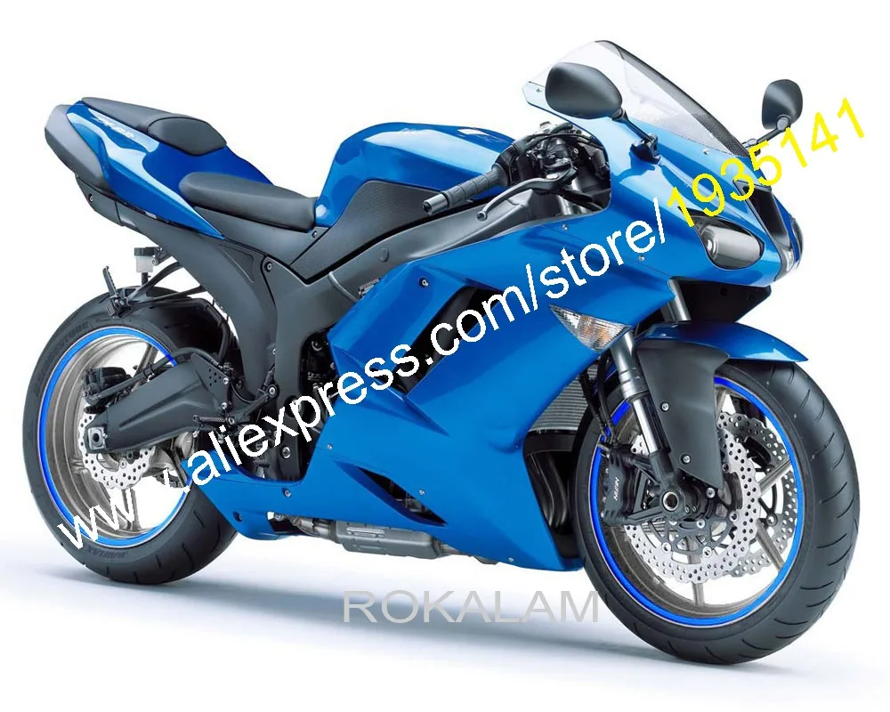 For Kawasaki NINJA ZX-6R 07 08 ZX 6R ZX636 2007 2008 636 ZX6R Full Blue Motorcycle Fairing Kit (Injection molding) | Автомобили и