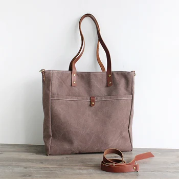 

Handmade canvas bag Leather bag Women's crossbody bag Men's messenger bag Canvas Totes Shoulder bag Handbag