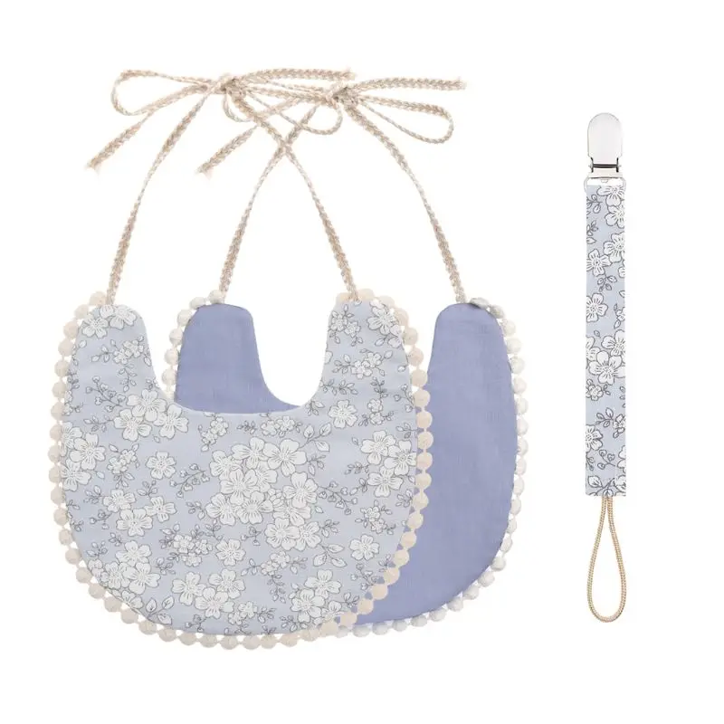 Baby Pacifier Clip Chain Baby Cotton Linen Bib Set Perfect Newborn Shower Gift