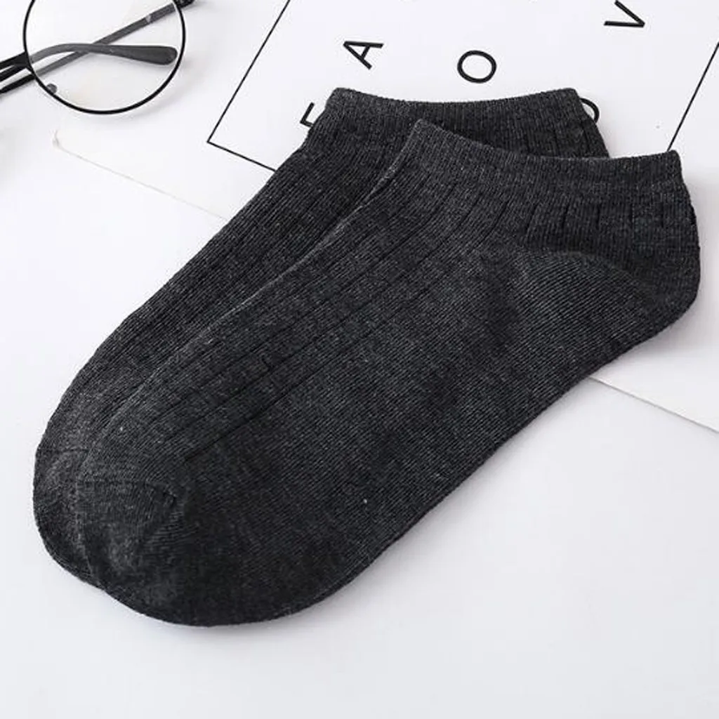 Носки унисекс для взрослых, одноцветные Классические хлопковые носки для женщин и мужчин, цветные носки-тапочки, удобные рабочие носки - Цвет: DRAK GRAY