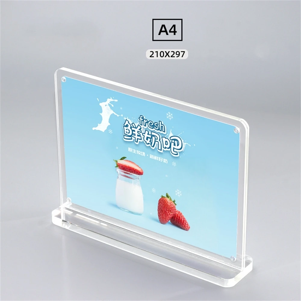 210*297mm Acrylic Magnetic Sign Holder Clear Poster Picture Paper Menu Advertising Display Stand 6 9cm upright clear acrylic magnetic label holder stand l shape poster banner menu list frame advertising   sign display