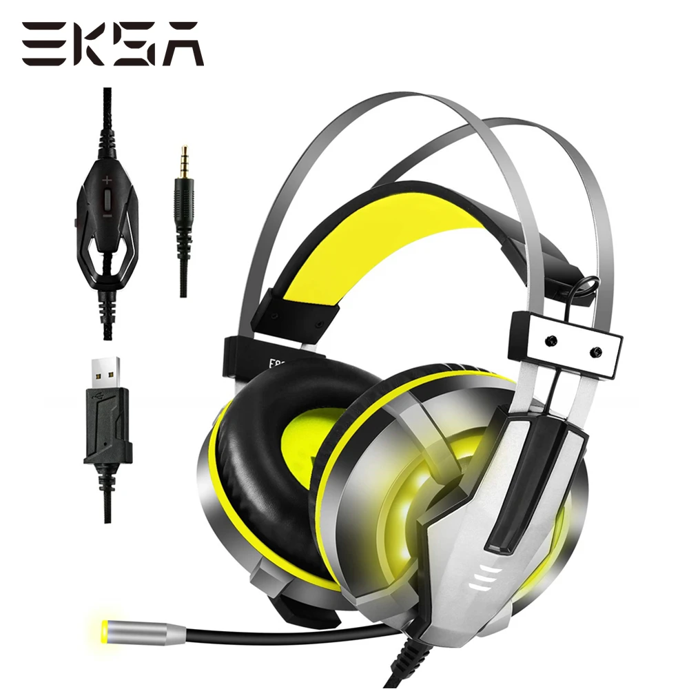 EKSA E800 Проводные игровые стереонаушники геймерская гарнитура с микрофоном