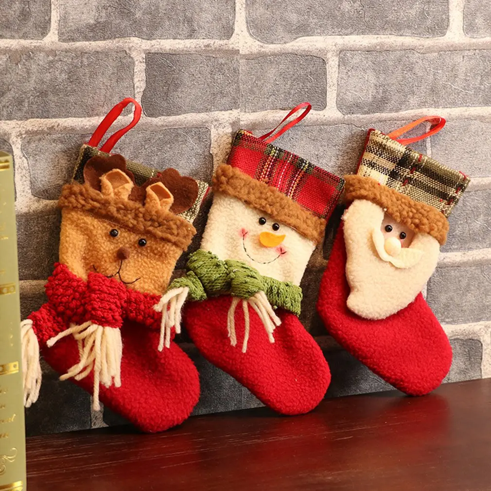 

New Year Christmas Stocking Sack Xmas Gift Candy Bag Noel Christmas Decorations For Home Sock Christmas Tree Decor