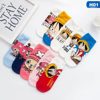 

One Piece Sock For Woman Casual Ladies Soft Sox Luffy Chopper Creative Socks Cotton Spring Girls Trendy Cute Calcetines 10 Pcs