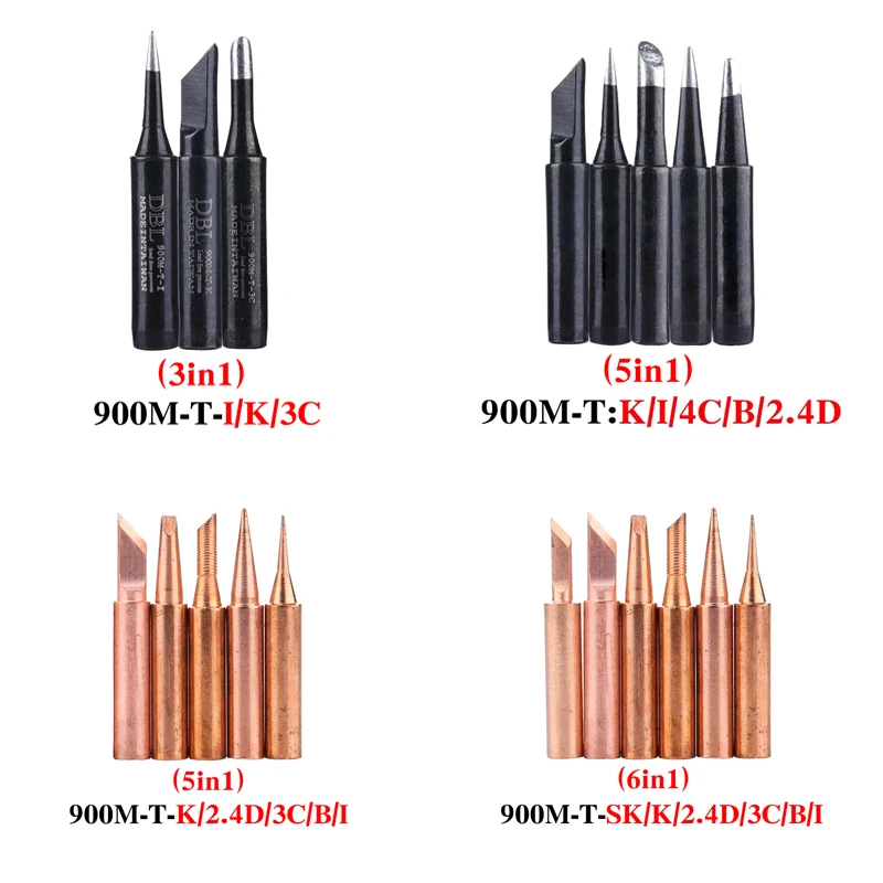 Pure Copper Soldering Iron Tip 900M-T Series Lead-Free Welding Head For 936 937 852D Soldering Station Rework Tools