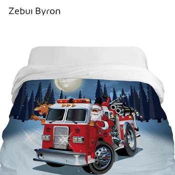 

3D Cartoon Duvet Cover,Blanket/comforter Cover 200*200/220x240,Quilt cover for Children/kids,Bedding Christmas Fire truck car