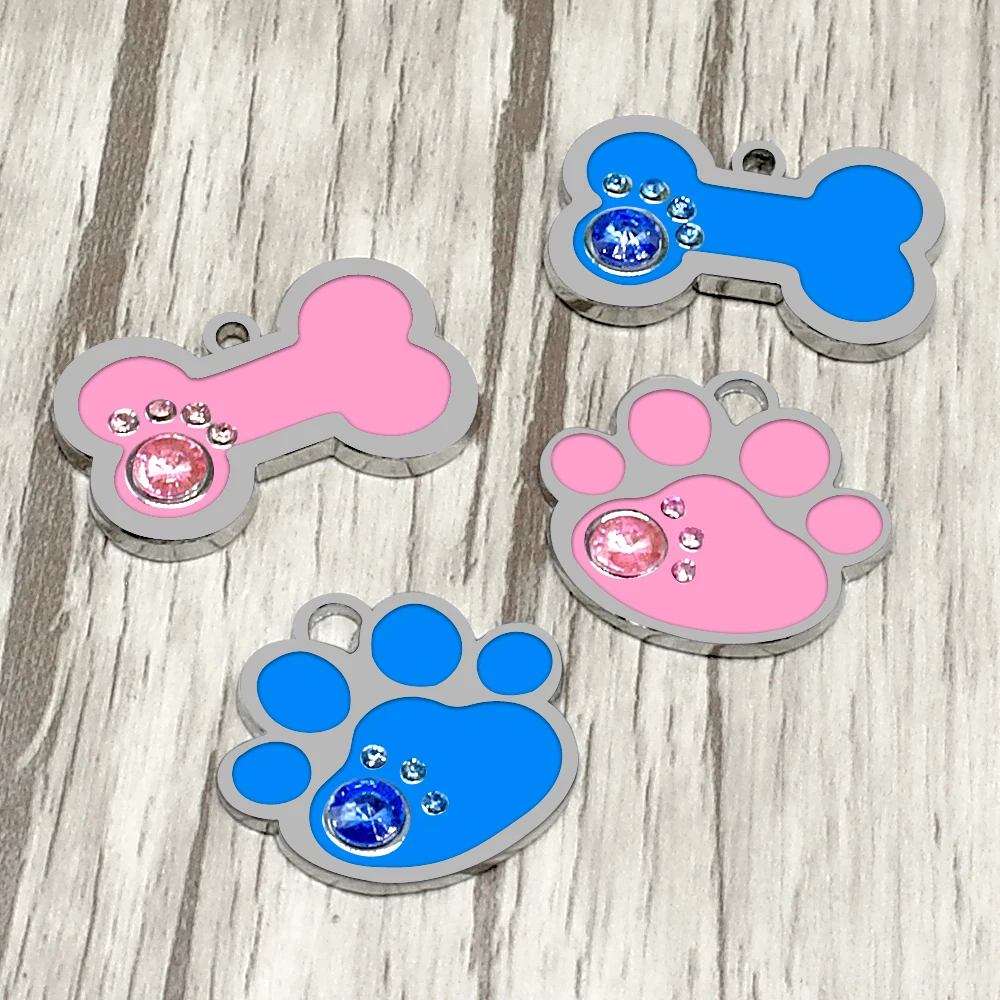 Custom Anti-lost Collar Puppy Accessories Name Pendant Tags Cat Steel ID Dog Dog Tag Engraved Pet Tag Paw Stainless Personalized