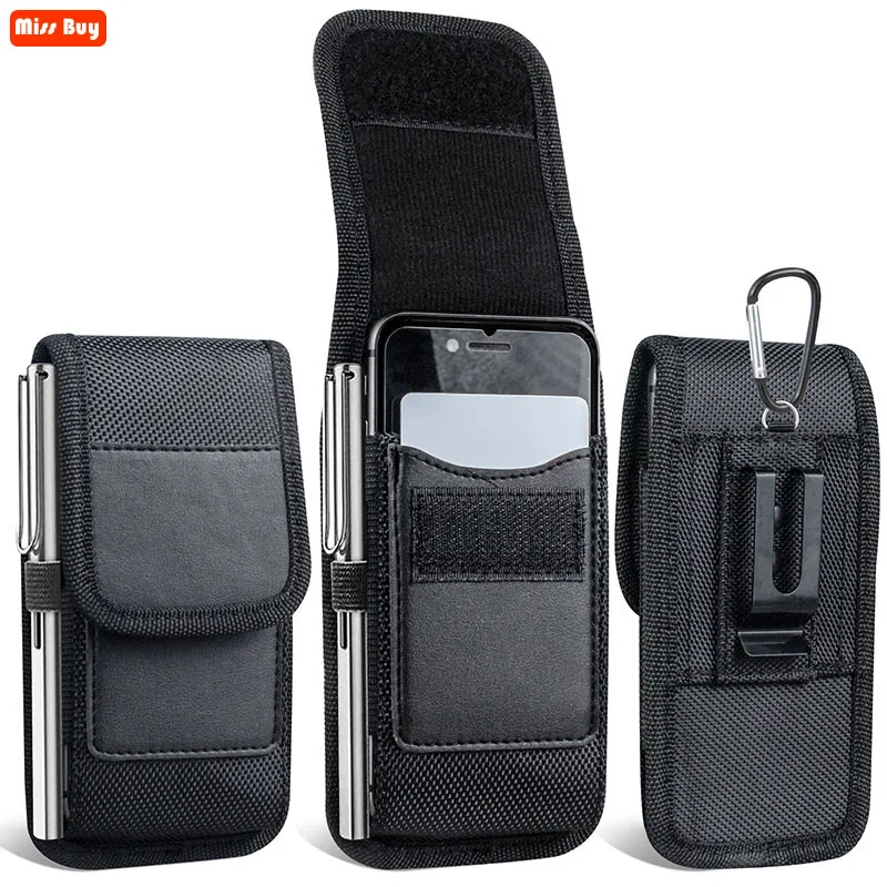 

Universal Casual Mobile Phone Bag Pouch For Sony XZ2 Premium XZ3 XZ4 E6 XZPremium Case Belt Clip Holster Oxford cloth Card Cover