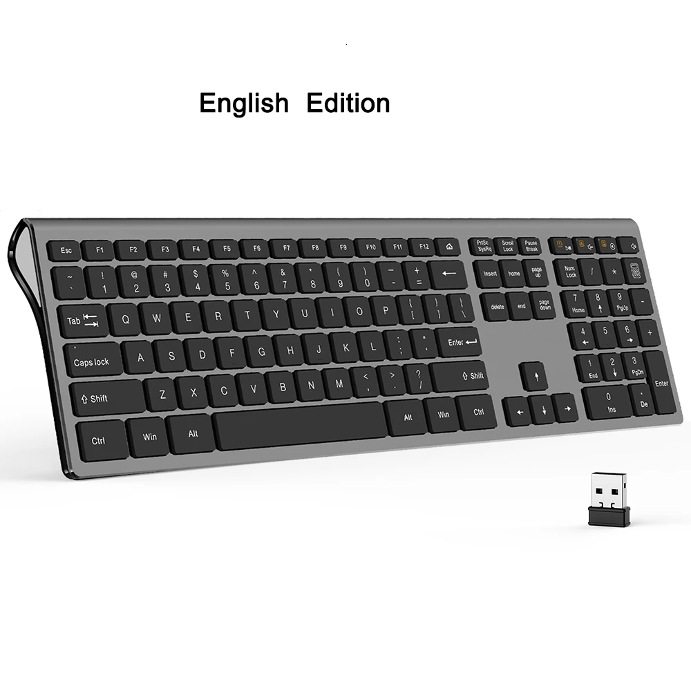 SeenDa тонкая 2,4G Беспроводная клавиатура для ноутбука, настольные ножницы, переключатель клавиатуры для Windows Mac OS, полноразмерная клавиатура 109 клавиш - Цвет: English Edition