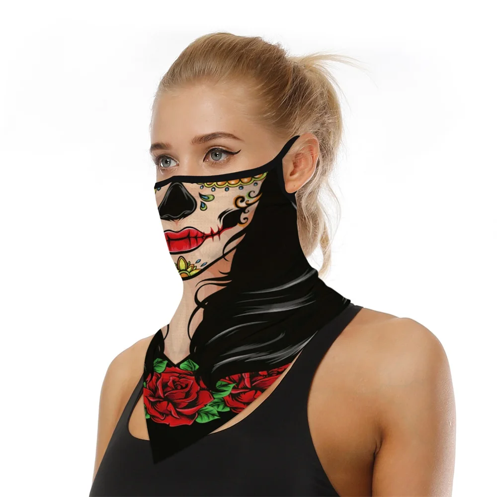 

Halloween Clown Print Triangle Face Mask Women Men Sports Bandana Hanging Ear Balaclava Motorcycle Half Face Shield Wholesale
