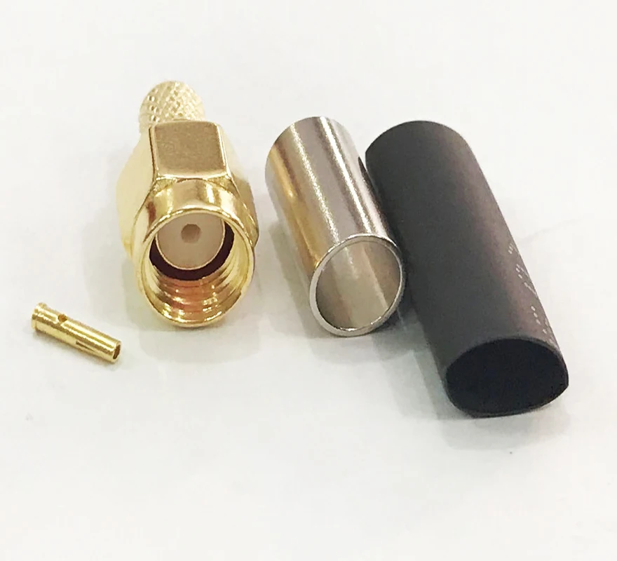 100 шт. RP-SMA Мужской обжима кабеля для RG142 RG400 LMR195 RG58 разъем