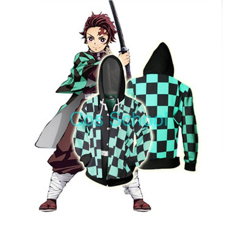 Cos School Kamado Tanjirou Nezuko; толстовки для косплея с изображением демона и убийцы; Kimetsu no Yaiba; толстовки для косплея с 3D принтом; куртка с капюшоном