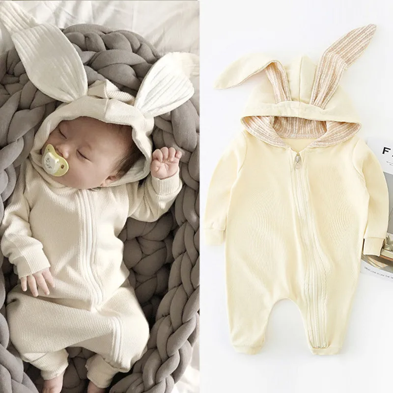 Комбинезоны для маленьких девочек; Осенняя детская одежда с кроликом; Верхняя одежда для маленьких девочек; зимняя одежда для маленьких мальчиков; боди для новорожденных