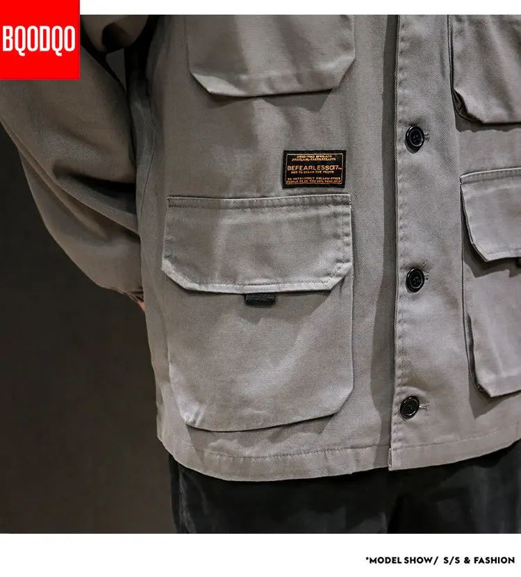  Fitness Military Army Green Jacket Coat For Men Autumn Multi-Pocket Jackets Winter Streetwear Casua