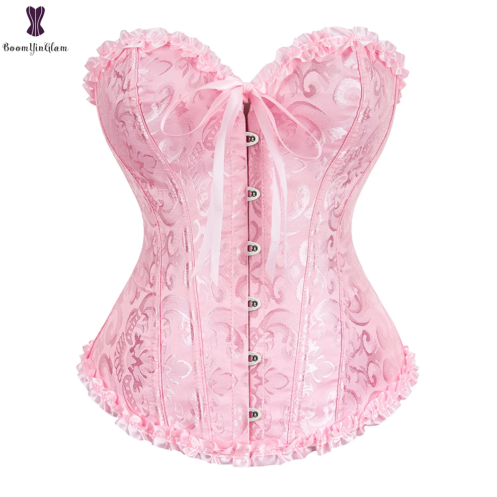 7 Colors Can Be Chosen Women Body Shaper Size XS To 6XL Vintage Pleated Corset Bustier With G String 810#