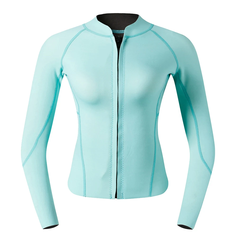 

Premium 2mm Neoprene Women Wetsuit Front Zipper For Scuba Diving Swimming Top Cyan Women Wetsuit